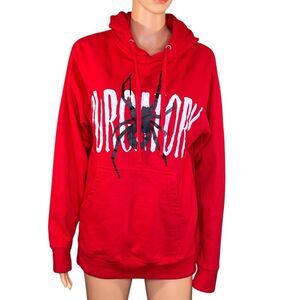 Purgatory Heavy Metal Red Hoodie w Spider Midweight Fleece Size Medium Unisex